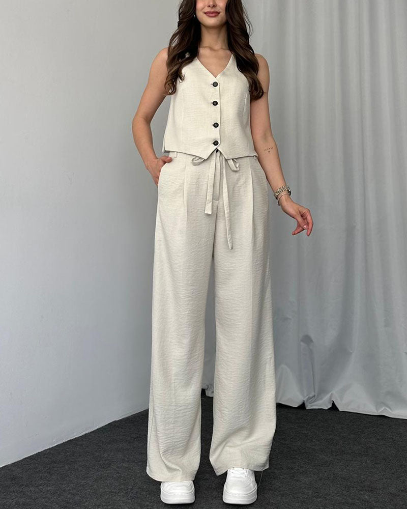 Variant image for Dam Tvådelad Ensemble Avslappnad Väst och Byxor Högkvalitativ Andningsbar Väv-13