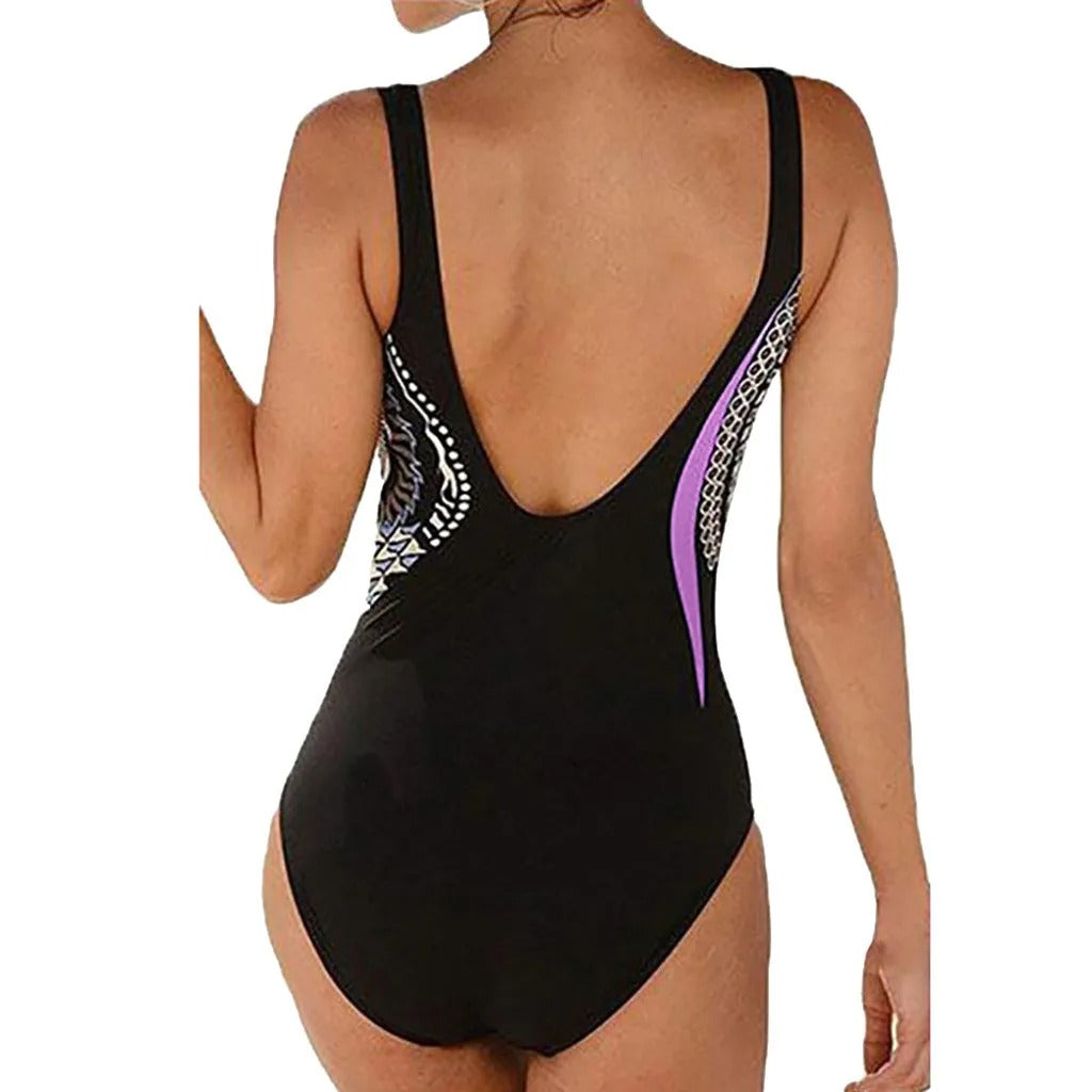 Baddräkt Dam Grafiskt Tryck Shaping Nylon Spandex-3