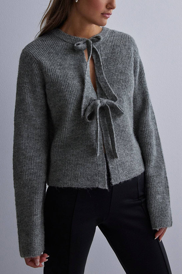 Kvinnors Cardigan Snörning Stickad Elegant Höst-5