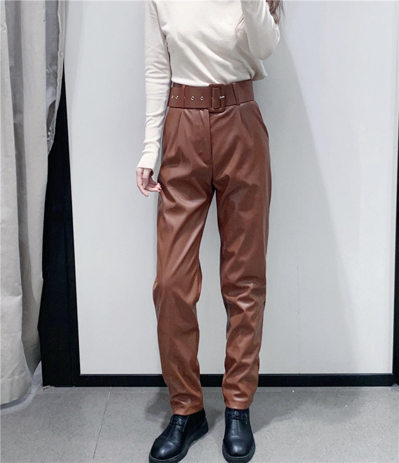 Snygga Byxor Dam Snäva Syntetiska Läder 2