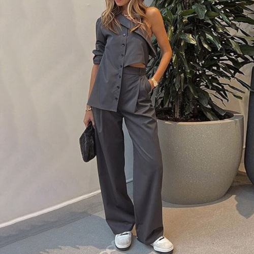 Dam Axeldräkt Elegant Polyester Tidlös Stil-1