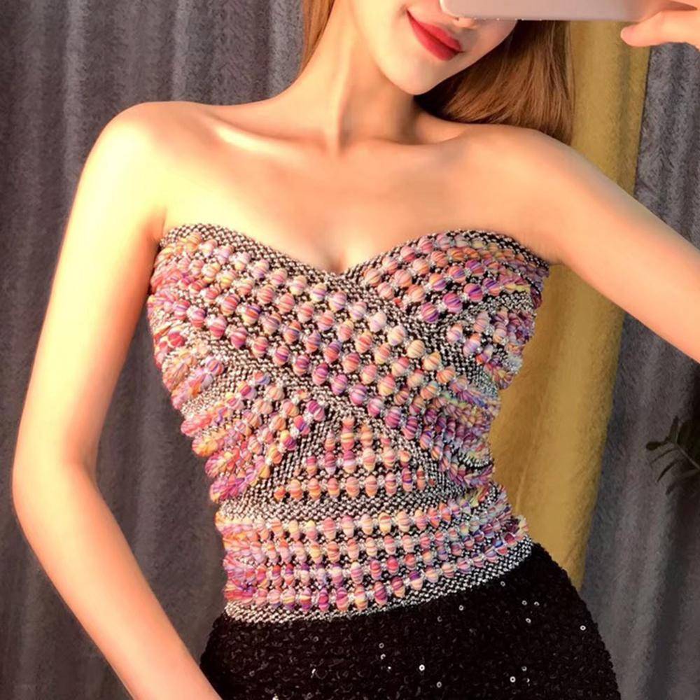 Dam Topp Beskuren Ränder Acetatpolyester-5