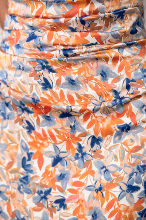 Maxiklänning Dam Blommig Hög Slits Bomull Polyester-5