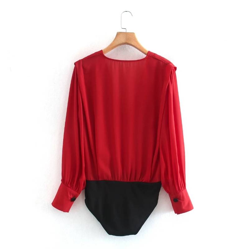 Dam Bodysuit Långärmad Chiffon Polyester Elegant Styling 2