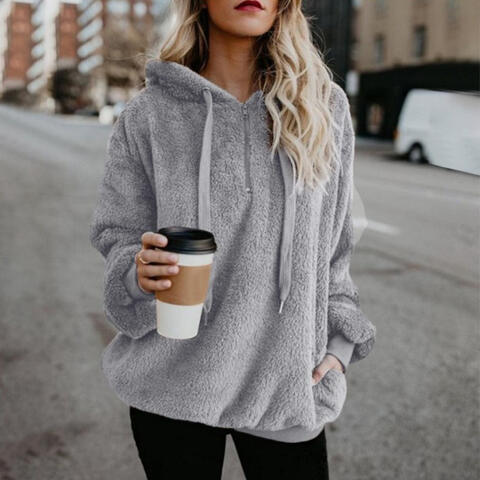 Kvinnors Hoodie Fluffig Avslappnad Vinterdesign Mjuk Tyg 5