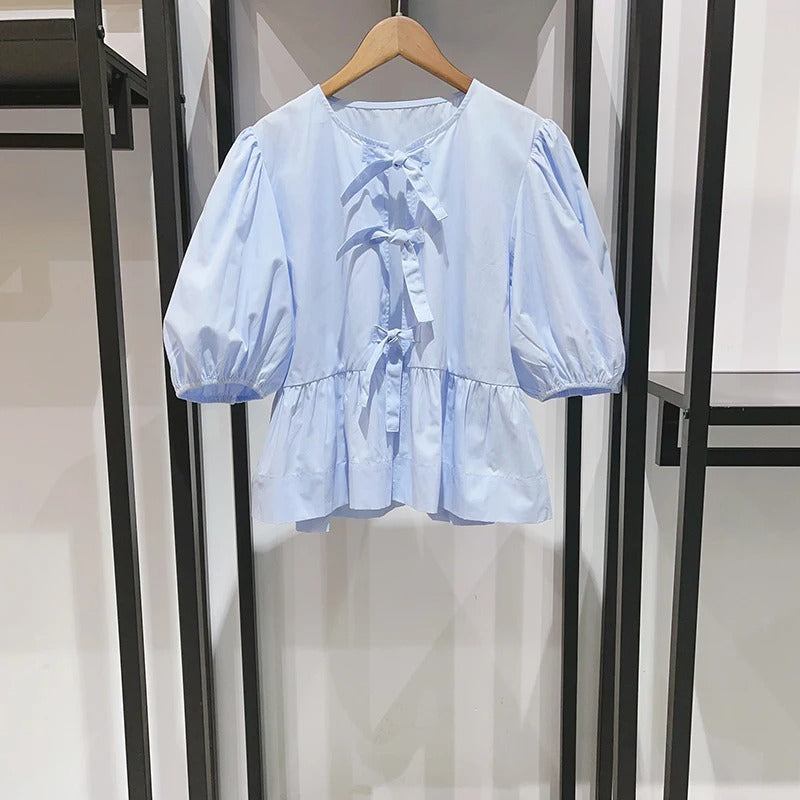 Damblus med Puffhylsor och Justerbar Midja – Mjuk och Lätt Tyg, Eleganta Färger, Fashionabel Passform 4