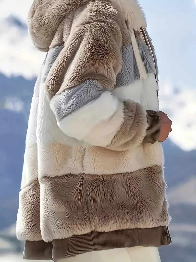 Damjacka med Huva och Syntetisk Päls – Elegant och Bekväm Jacka för Kalla Dagar, Normal Passform, Finns i S-XL 2