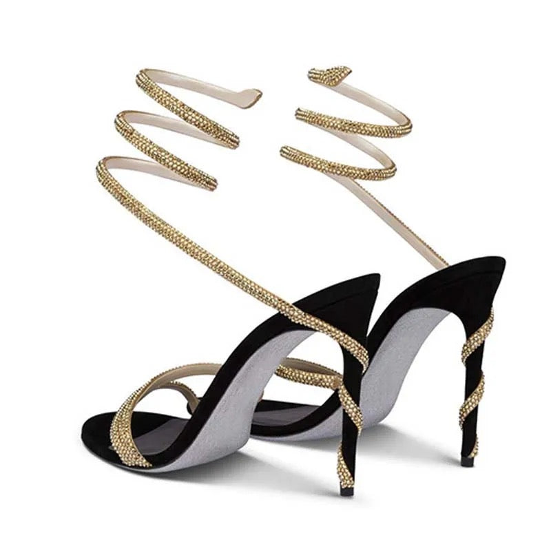 Kvinnors Stilettos Ormdesign Läder Hög Klack-5