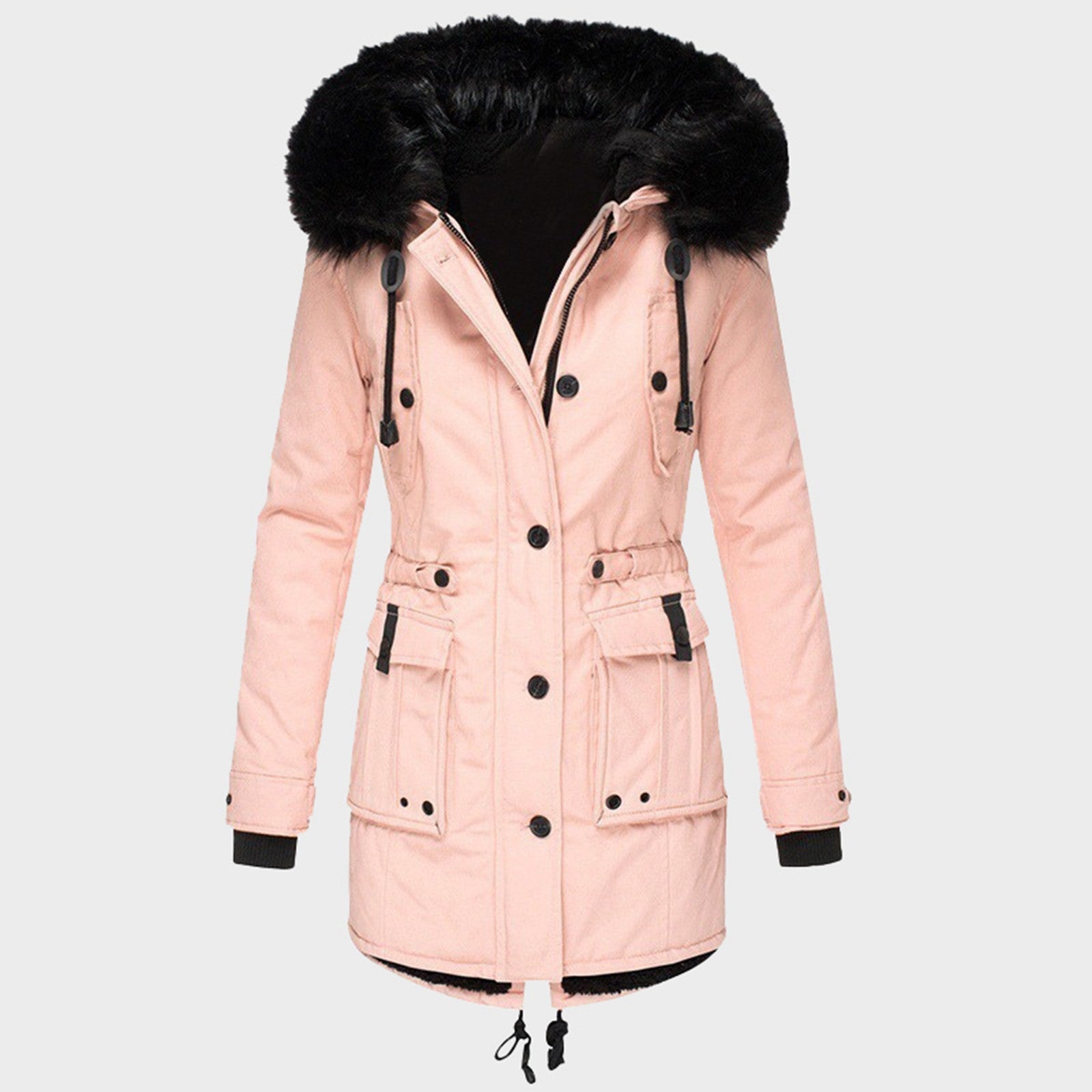 Dam Kappa Vinter Plysch med Ullkrage Fodrad Fleece 11