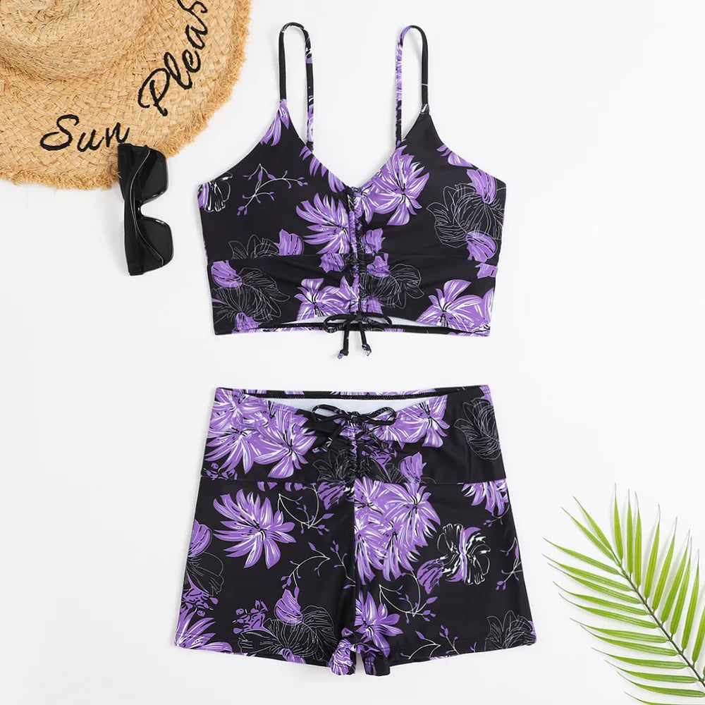 Dam Bikini Blomtryck Modern Polyester-5