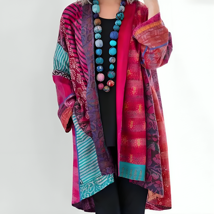 Kofta Dam Elegant Mjuk Material Lång Cardigan-2