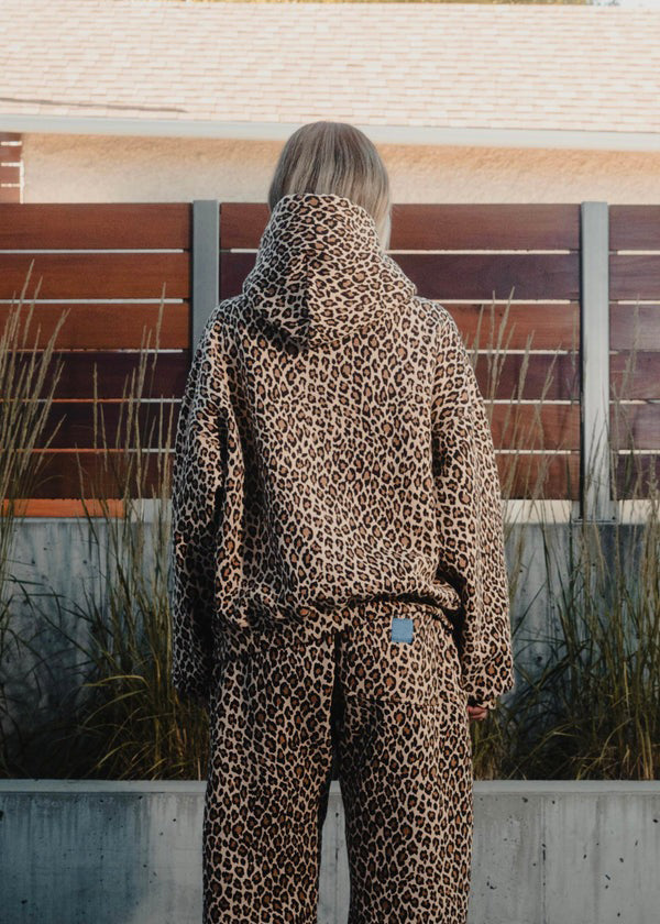 Dam Hoodie och Joggingbyxor Set Leopardmönster Polyester Blend-3