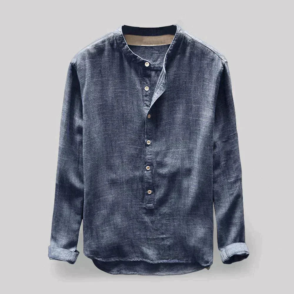 Herrskjorta Denim Modern Design Mjuk Struktur-1