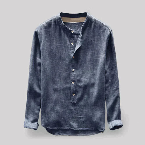 Herrskjorta Denim Modern Design Mjuk Struktur-1