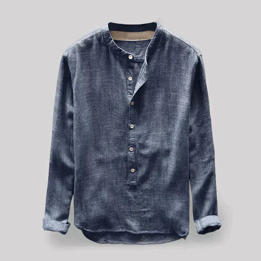 Herrskjorta Denim Modern Design Mjuk Struktur-1