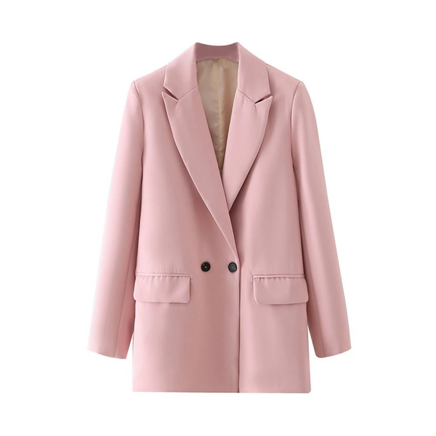 Dam Blazer Två-Radig Vintage Stil Polyester Smal Silhuett-5