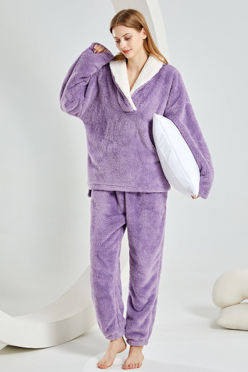 Dam Pyjamas Set Julmotiv Plysch för Kalla Vinterkvällar-2