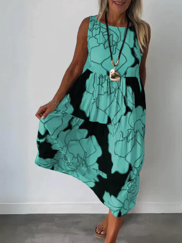 Dam Klänning Ärmlös Tryckt Design Polyester Elegant Fina Damen Klänningar 5