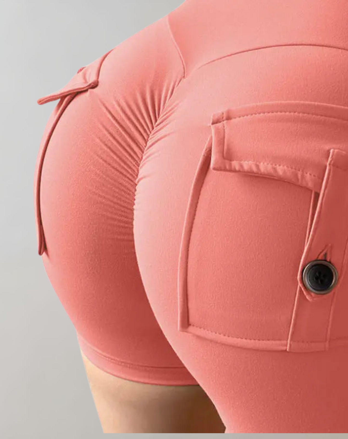 Dam Träningsshorts Hög Midja Andningsbart Material med Fickor 11