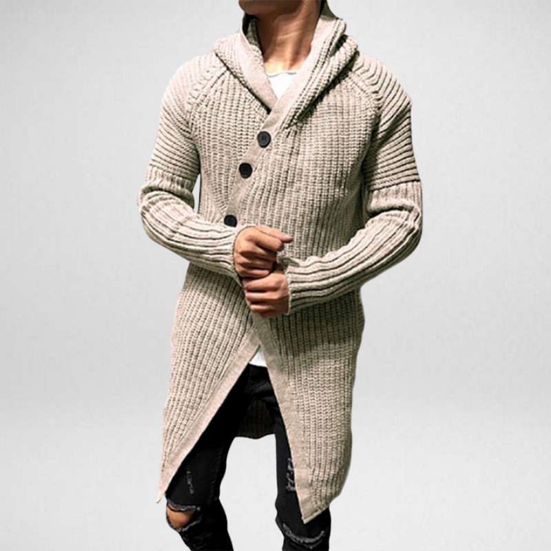 Lång Kofta Dam Ribbstickad med Huva i Mjuk Bomull-4