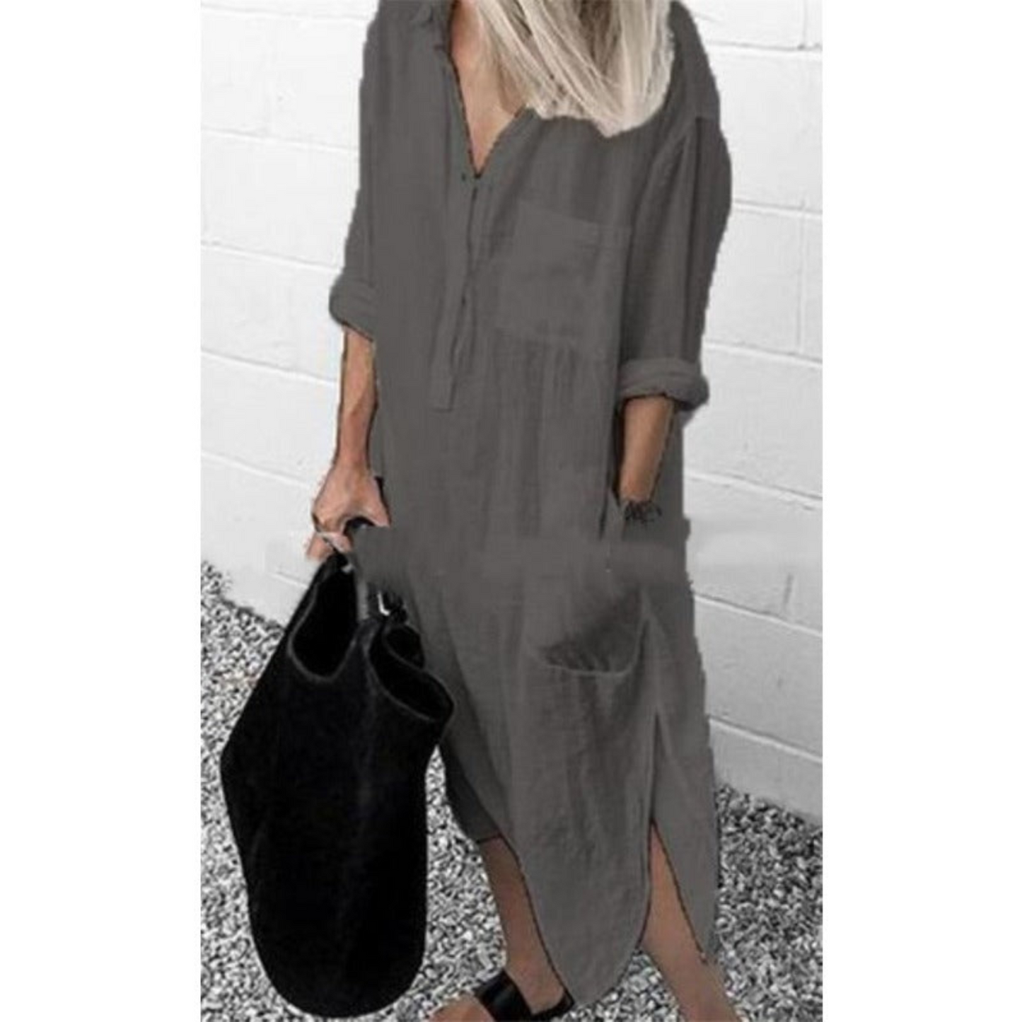 Dam Långklänning Elegant Lätt Material för Fest och Sommar-4