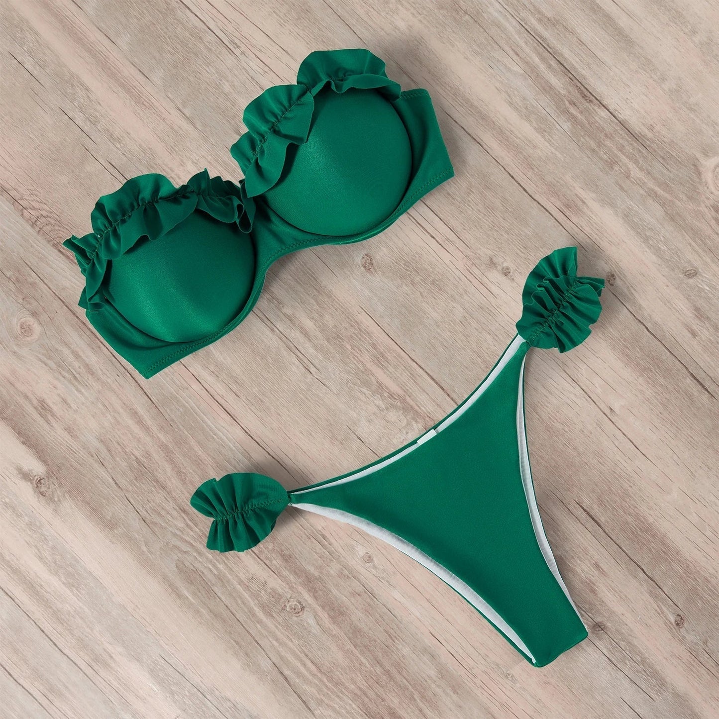 Dam Bikini Utan Bärare Unikt Mönster Nylon Spandex-5