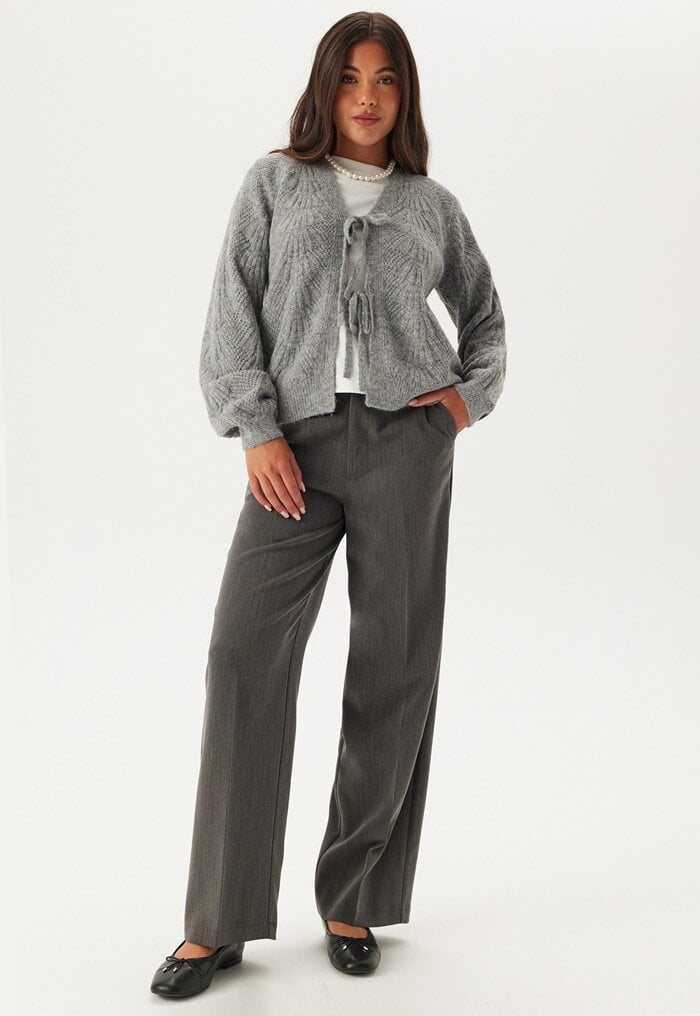 Dam Bindecardigan Med Knutdetalj Mjuk Akrylblandning 8