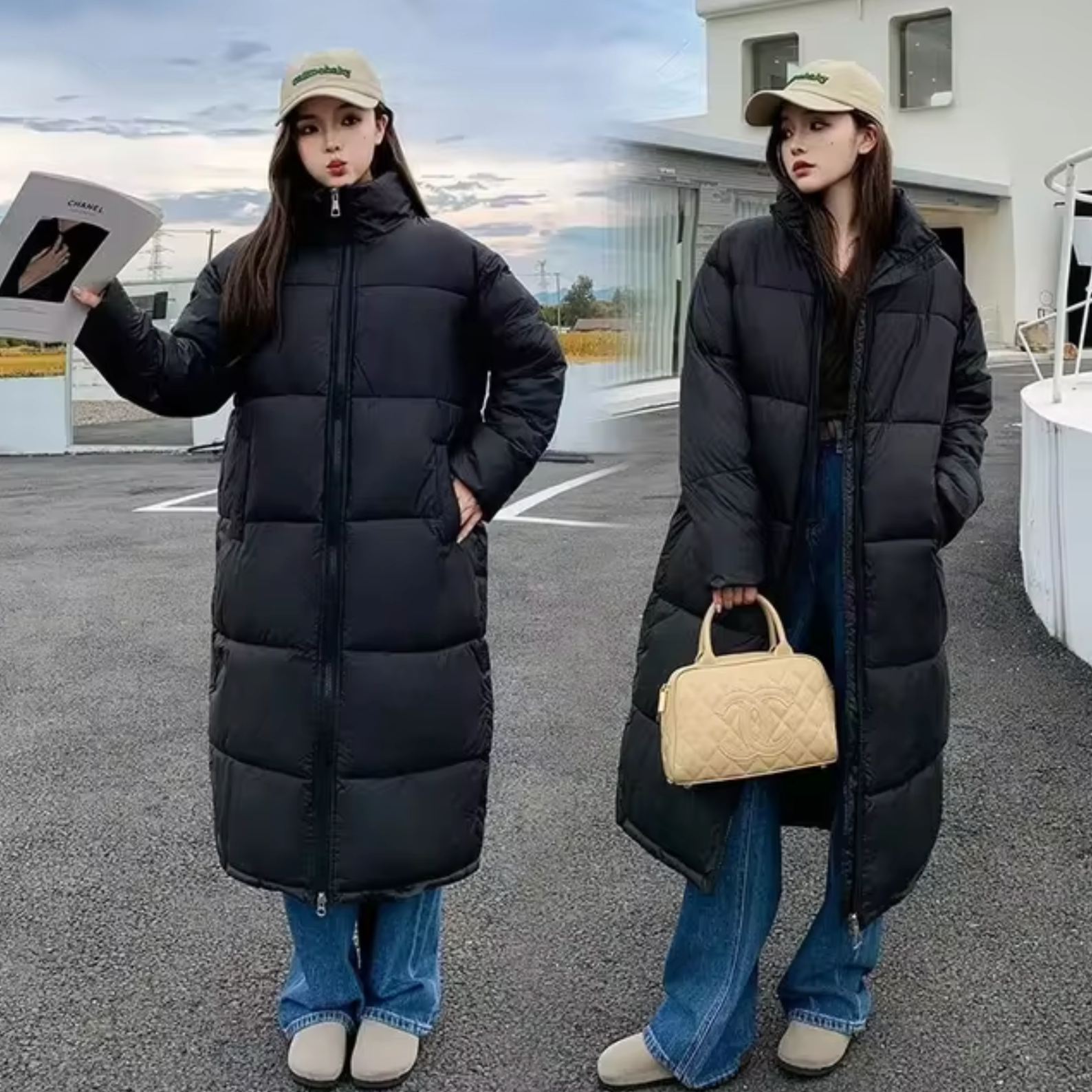 Variant image for Damjacka Vadderad Elegant Bomull Lång Jacka-11