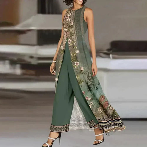 Dam Tvådelad Sats Cirkulär Halsringning Polyester 1