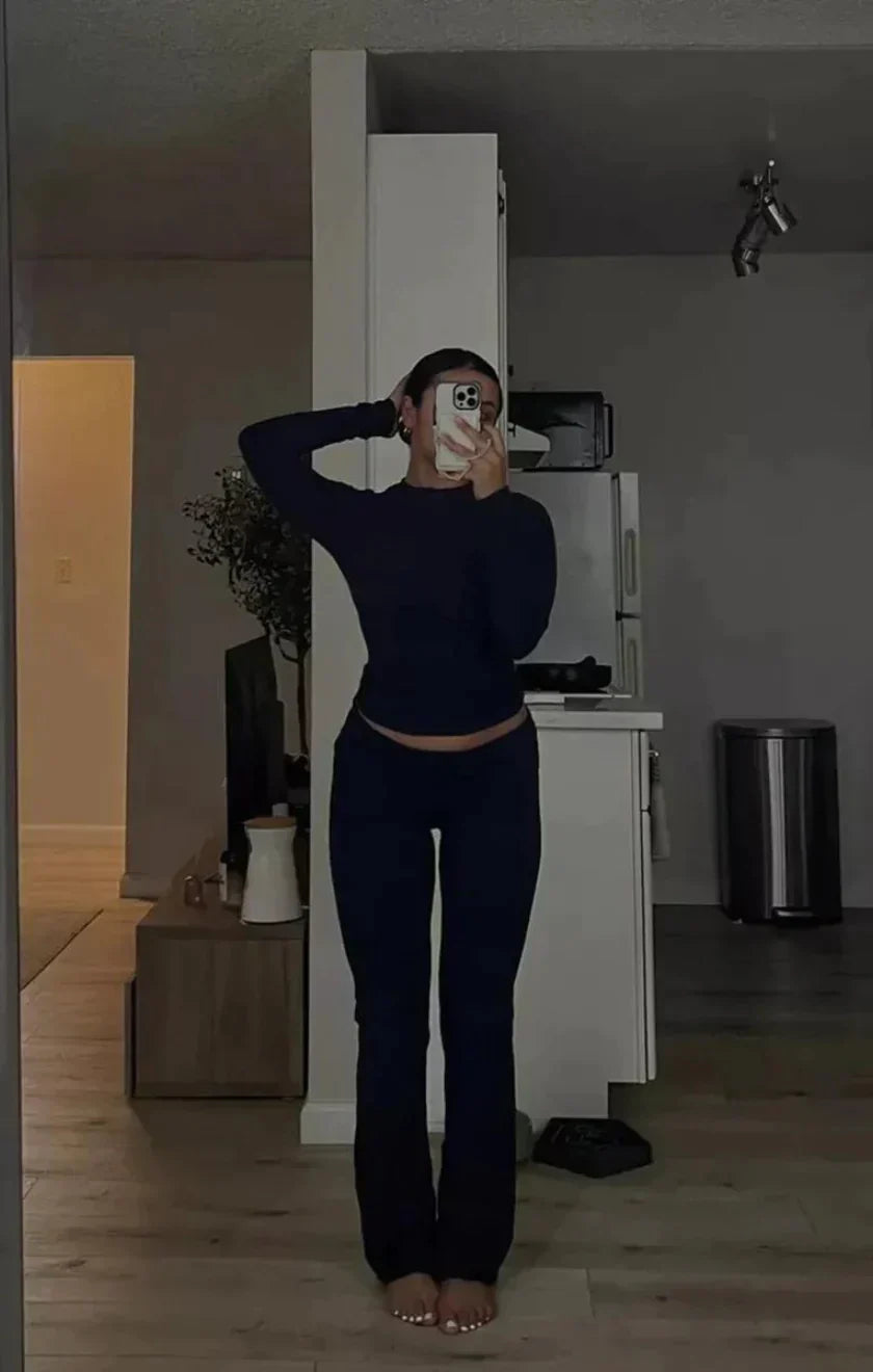 Damer Lounge Set i Bomull Jersey Elegant Design för Avkoppling 4