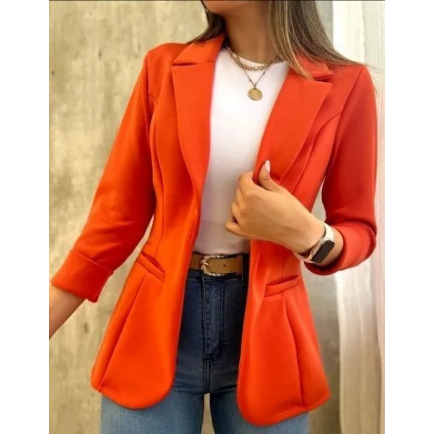 Variant image for Dam Blazer Vintage Stil Högkvalitativt Tyg Elegant Design-25
