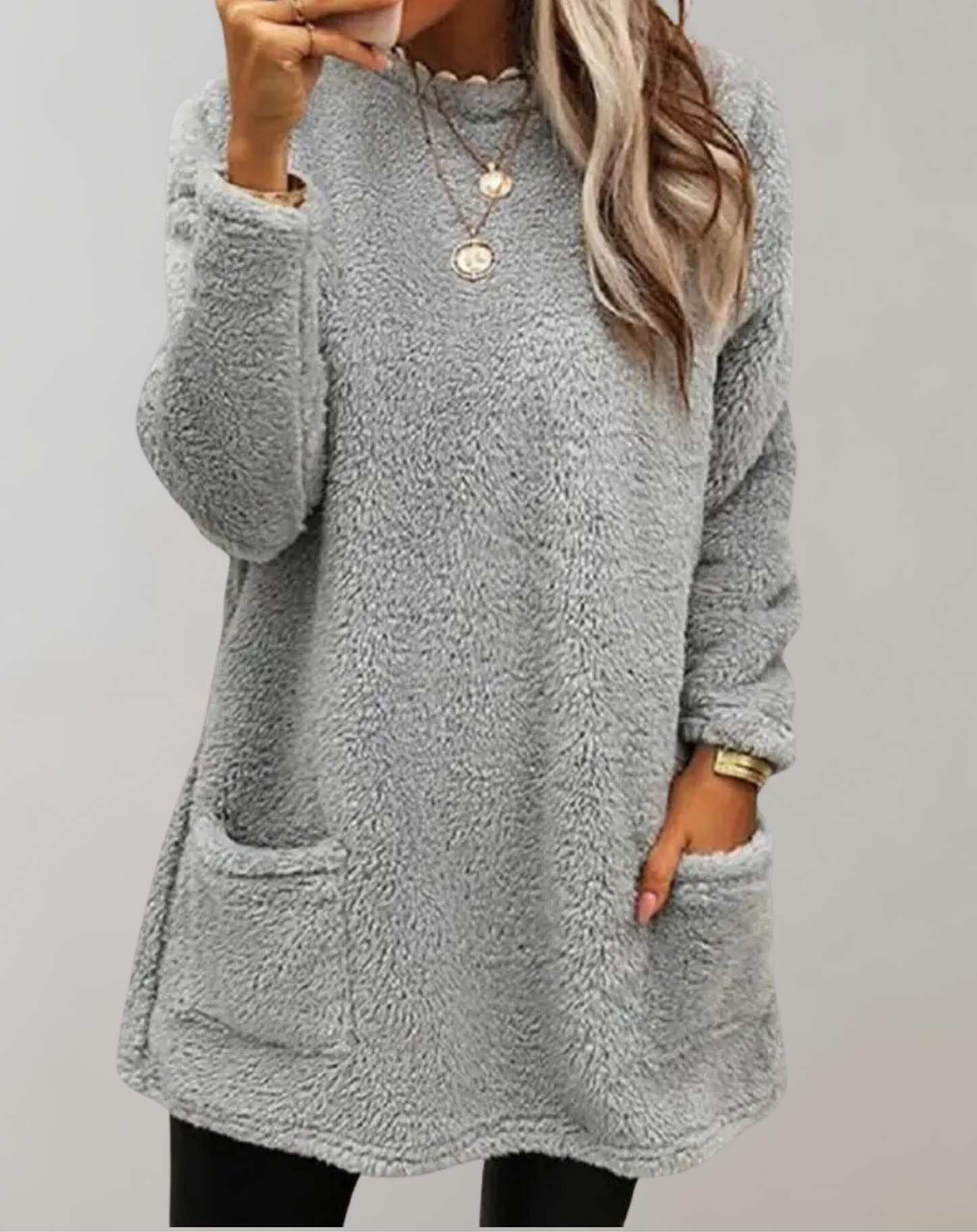 Dam Tröja Avslappnad Plysch 100% Polyester-4