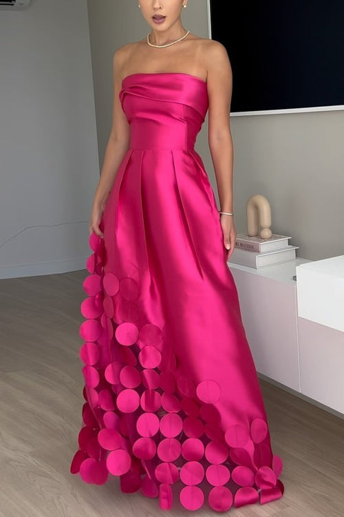 Dam Maxiklänning Stropplös Polka Dot Bomull Polyester-5