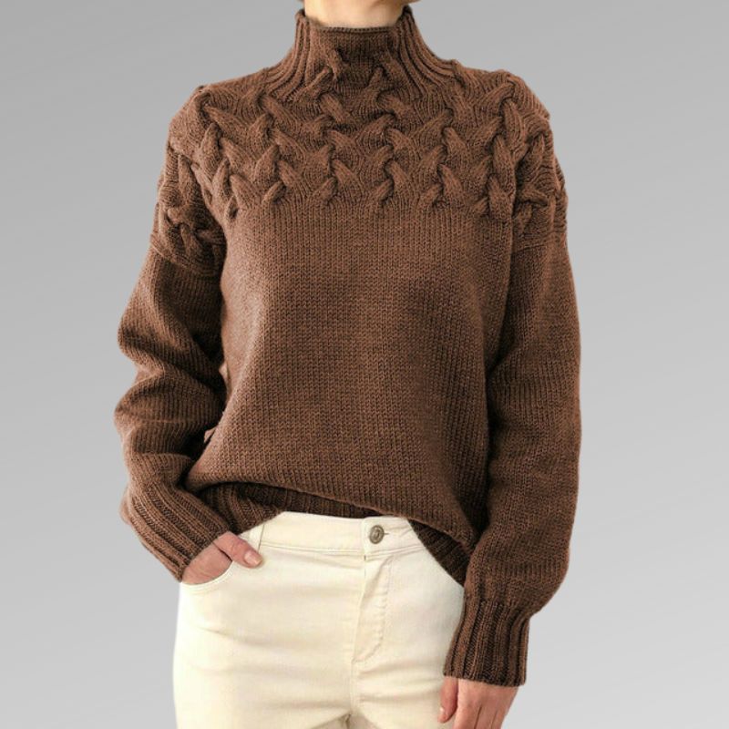Dam Turtleneck Tröja Mjuk Akrylblandning Varm och Bekväm-2