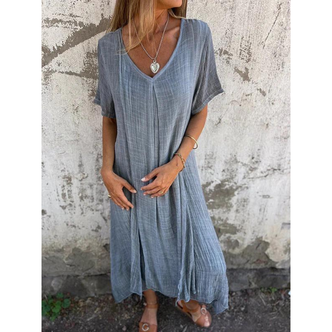 Variant image for Dam Sommarklänning Boho Luftigt Linne Flödande Silhuett-25