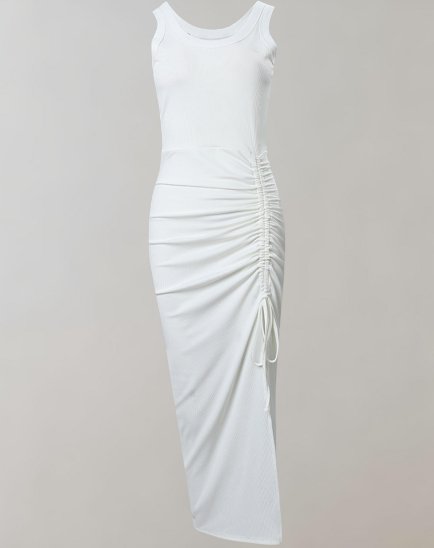 Kvinna Ärmlös Klänning med Sladdtåg Lätt Material-4