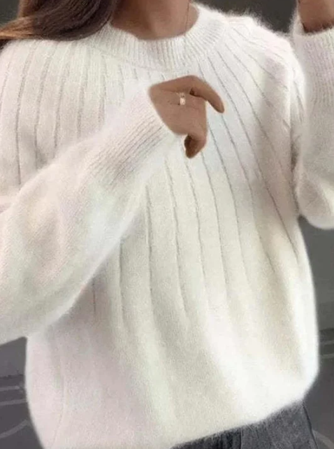Dam Stickad Tröja Fluffig Kashmir för Vardag och Fest-5