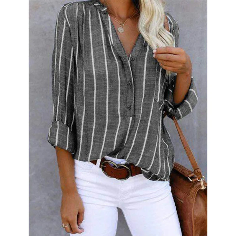 Variant image for Dam Blus Vintage Randig 100% Bomull-22