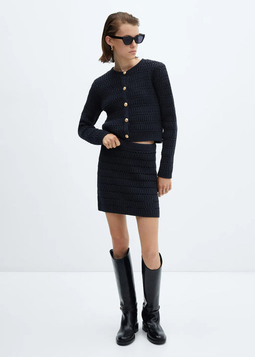 Dam Lång Kofta Elegant Mjuk Stickad Cardigan-1