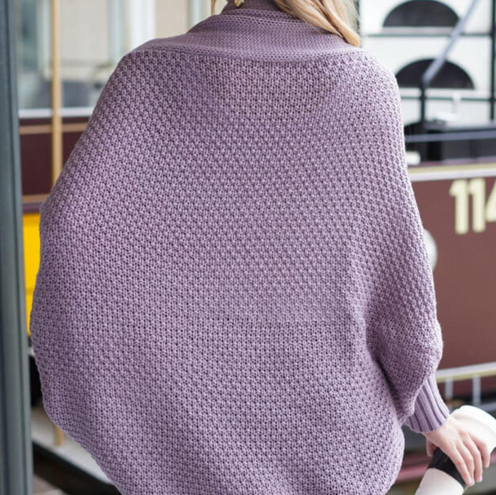 Kvinnor Lång Kofta Dolmanärmar Stickad Material-2