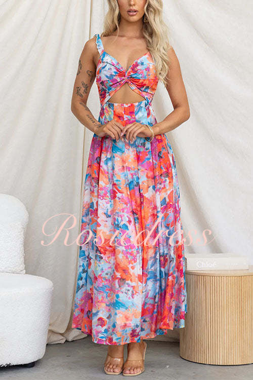 Kvinnors Midi Klänning med Utskuren Design – Svängsilhuett i Bomull och Polyester för Varma Dagar 2