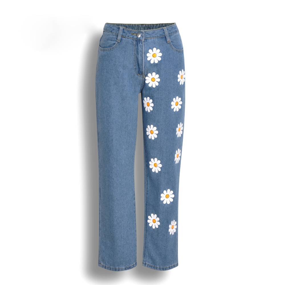 Dam Jeans Blommönster Jacquard Bomullspolyester-2