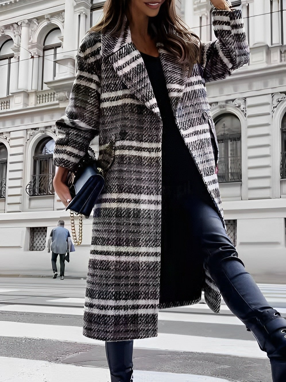 Dam Kappa Lång Ull Karoddesign Elegant Vinterkappa-4