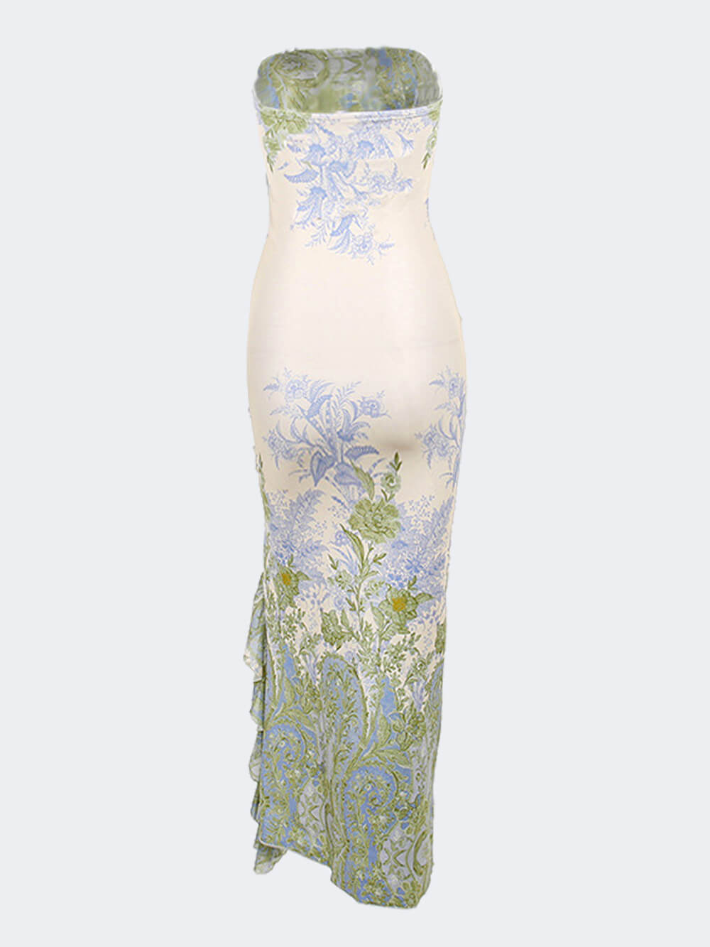 Maxiklänning Dam Stropplös Blommönster Polyester med Slits-2