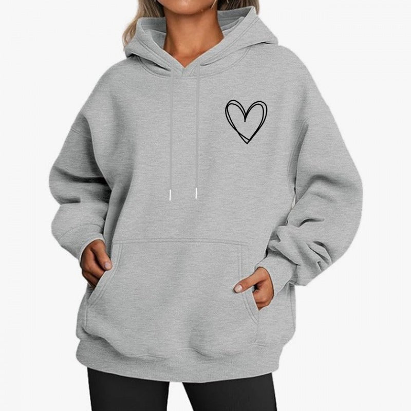 Lång Hoodie Dam Avslappnad Design 100% Bomull-6