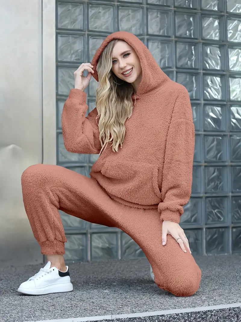 Variant image for Damkostym Avslappnad Fleecefodrad Hoodie Bomull-7