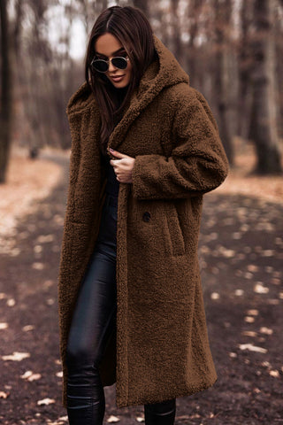 Variant image for Damjacka Lång Teddy med Huva Mjuk Vinterjacka-15