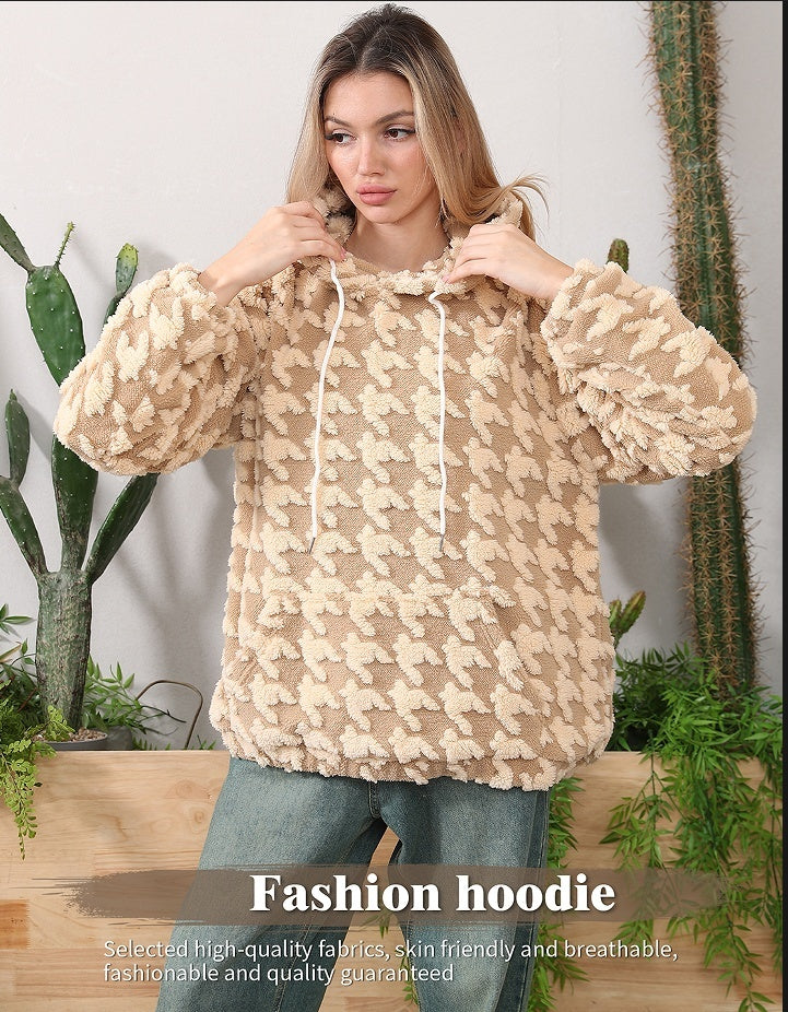 Dam Lång Hoodie Oversized Mjuk Fleece 3