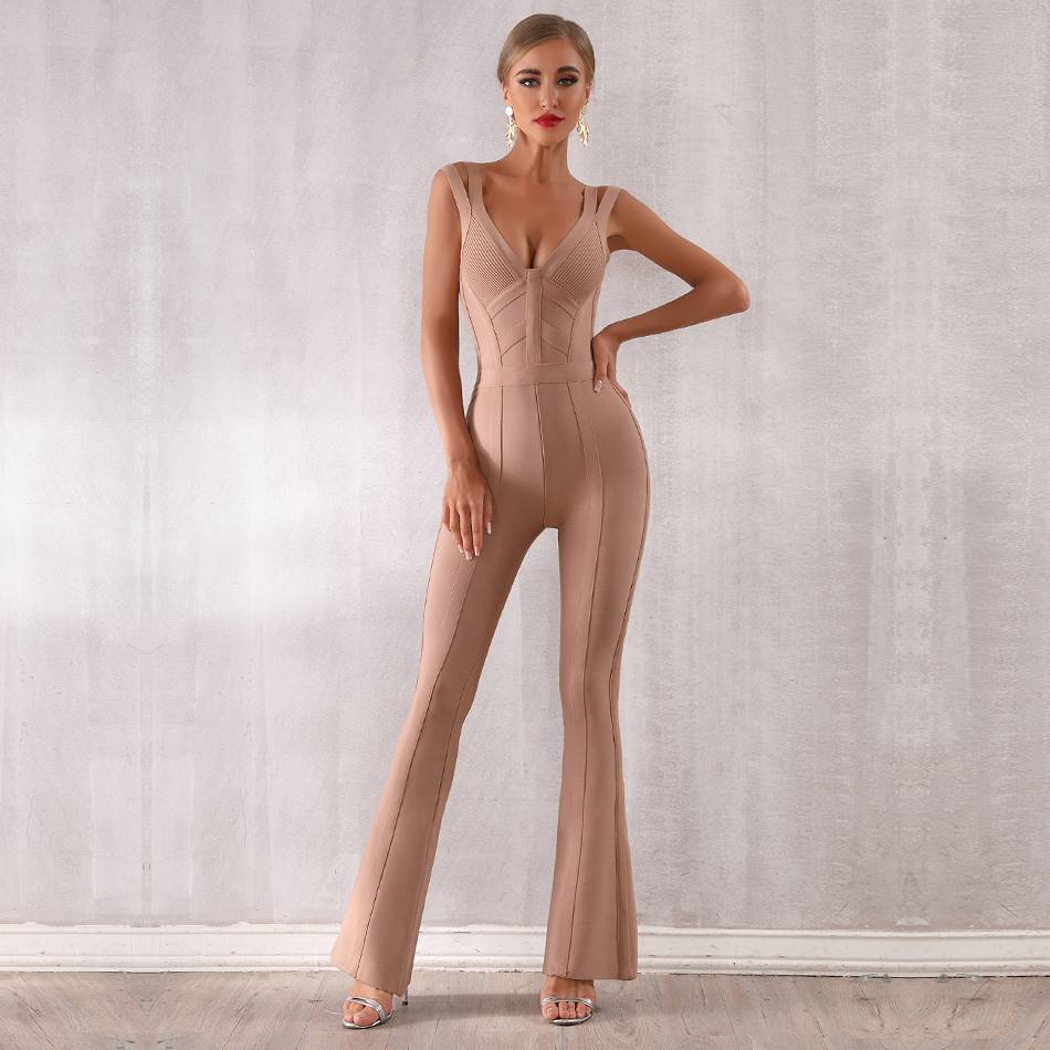 Dam Overall Dubbelremmar Bred Benstil Polyester Spandex-3