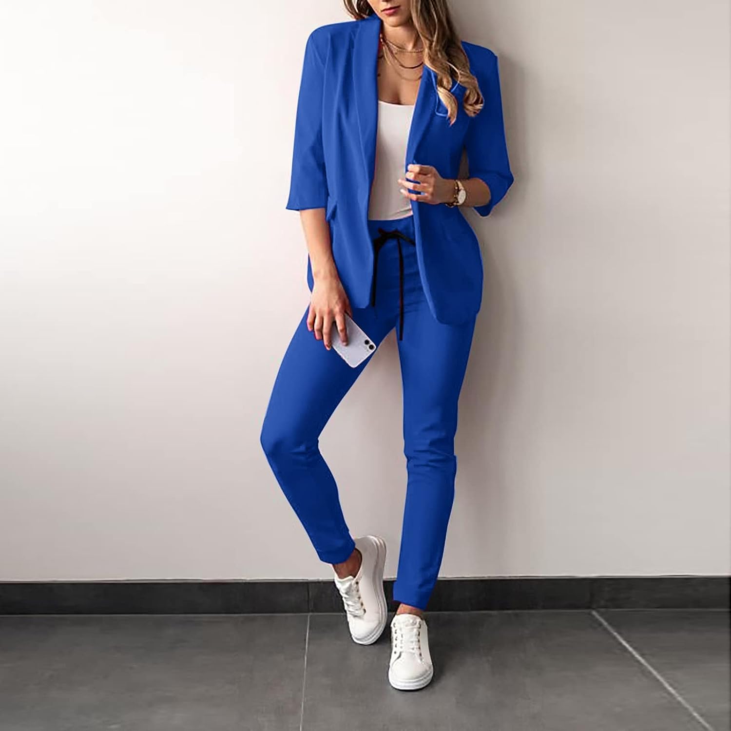 Kostym för Kvinnor 2-delad Blazer och Byxor Polyester Elastan 9